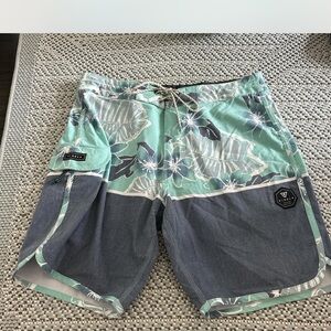 Men's Green and Gray Swim Shorts